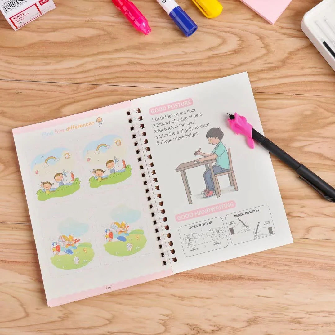 Kids Magic Practice Copybook Set of 4 – Alphabet, Numbers & Drawing