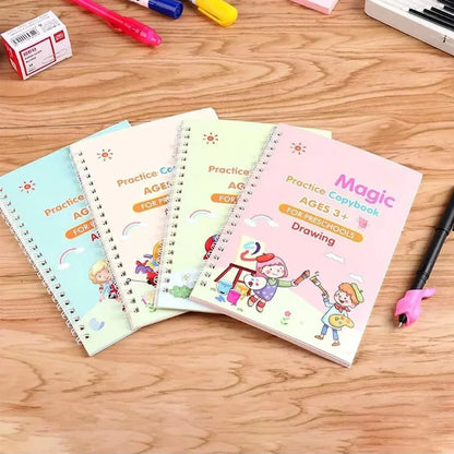 Kids Magic Practice Copybook Set of 4 – Alphabet, Numbers & Drawing