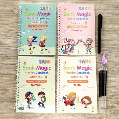 Kids Magic Practice Copybook Set of 4 – Alphabet, Numbers & Drawing