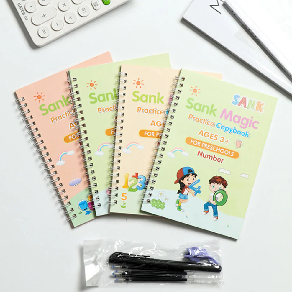 Kids Magic Practice Copybook Set of 4 – Alphabet, Numbers & Drawing