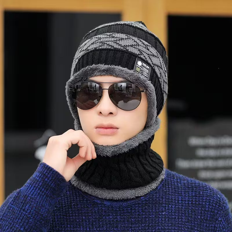 2pcs Men's Winter Warm Knitted Hat and Neck Gaiter Set