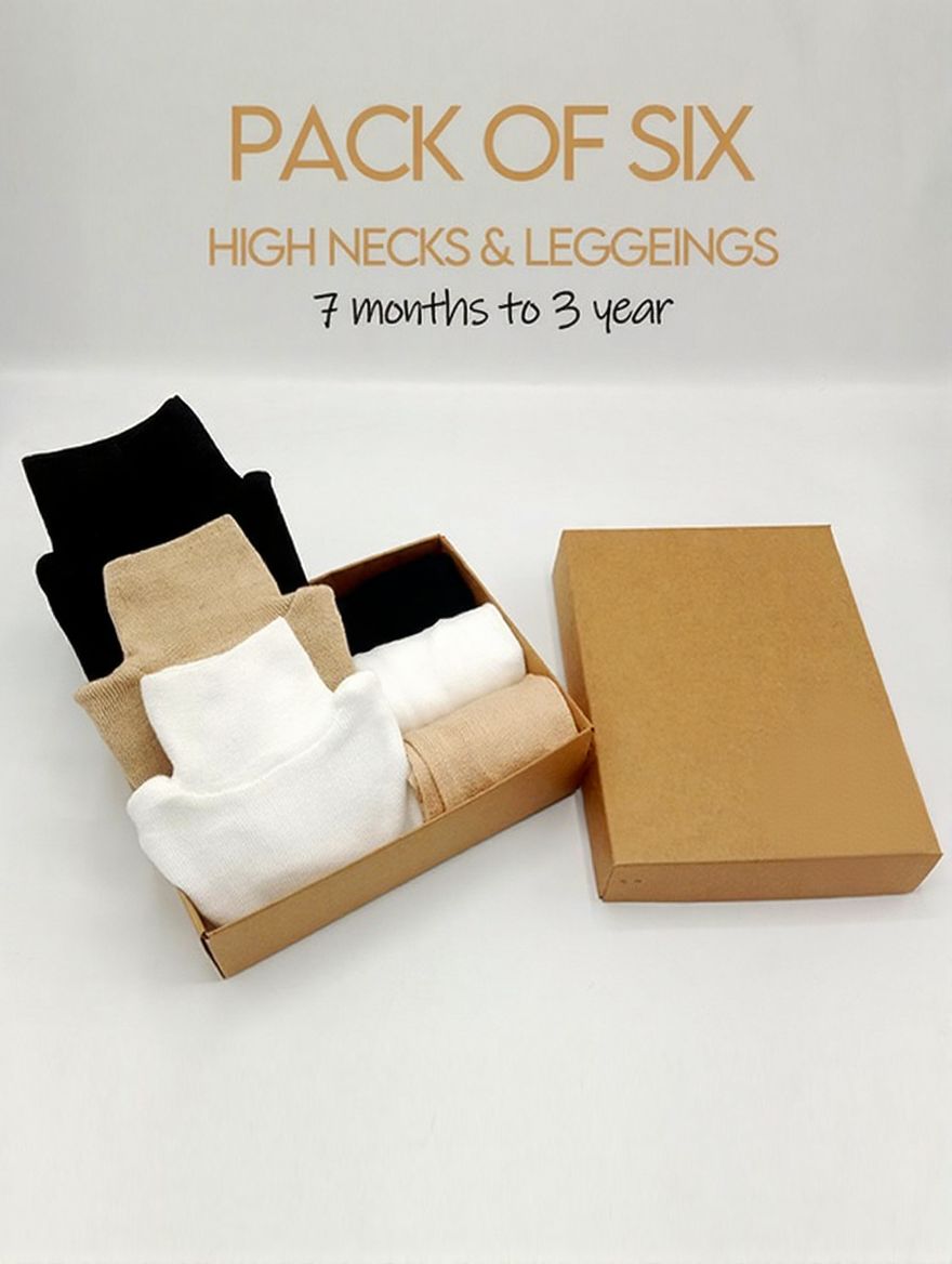 Pack of 6 Baby leggings & highnecks