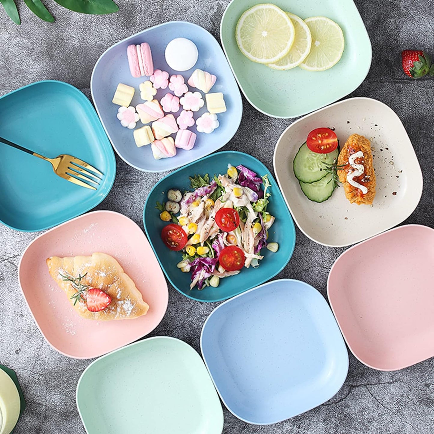 10Pcs Plastic Plates with Stand