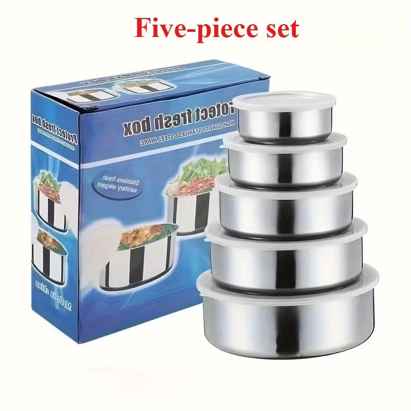 5pcs  Stainless Food Storage Containers with Flip-Top Lids