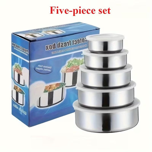 5pcs  Stainless Food Storage Containers with Flip-Top Lids