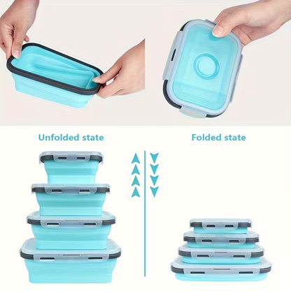 4-Pcs  Silicone Food Containers – Airtight, Freezer And Microwave Safe,