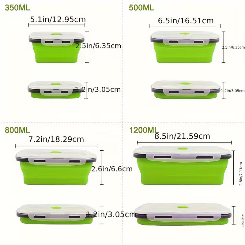 4-Pcs  Silicone Food Containers – Airtight, Freezer And Microwave Safe,