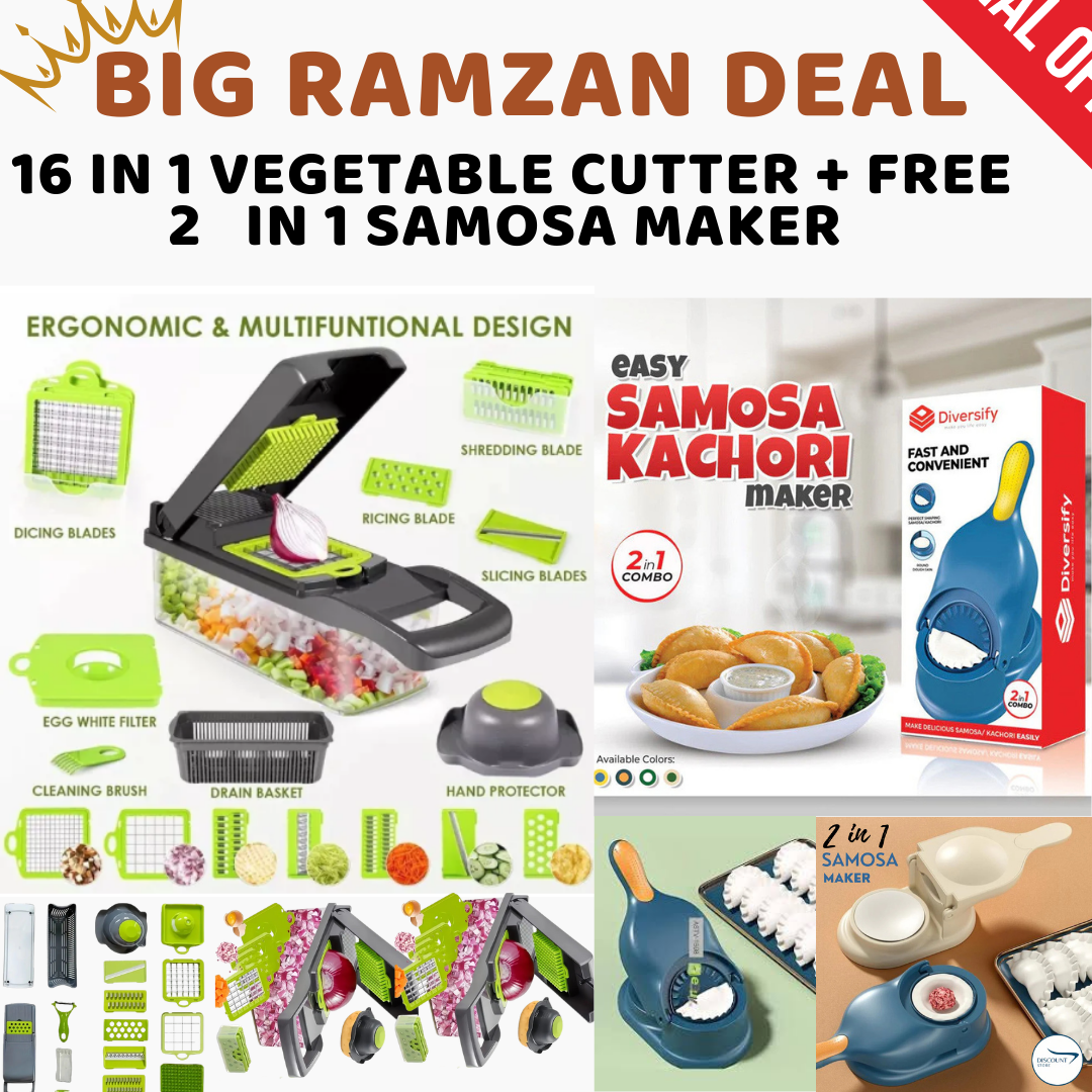 RAMAZAN OFFER (16 IN 1 VEG CUTTER + FREE 2 IN 1 SAMOSA MAKER)