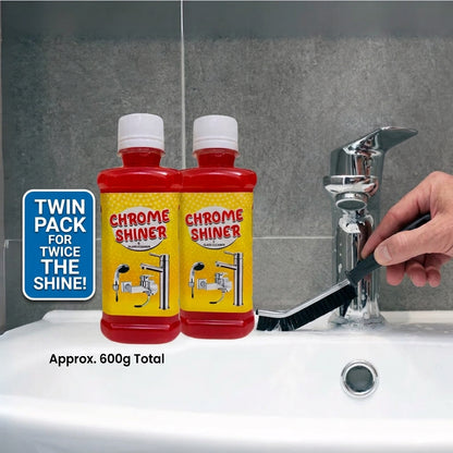 2 Bottles Chrome Shiner with FREE Brush – Ultimate Shine for Taps, Glass & Sanitary