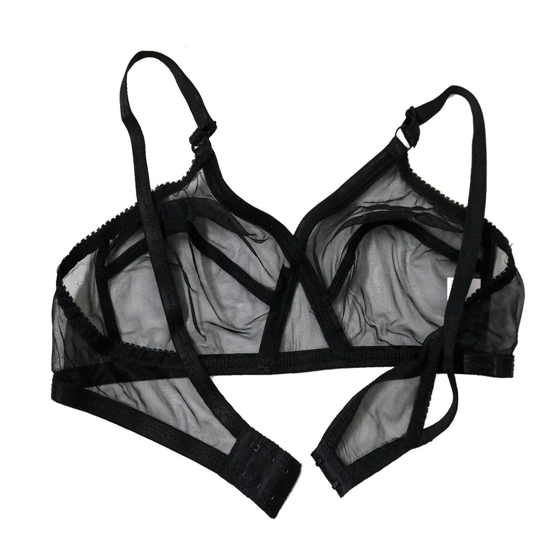 Pack of Non-Padded & Non-Wired Full Net Transparent Cotton Bras
