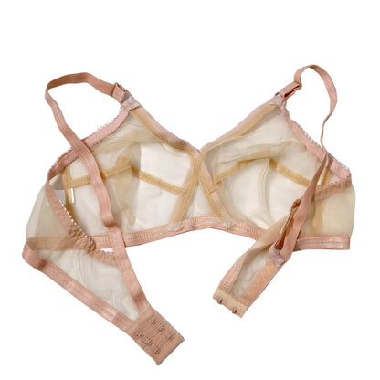 Pack of Non-Padded & Non-Wired Full Net Transparent Cotton Bras