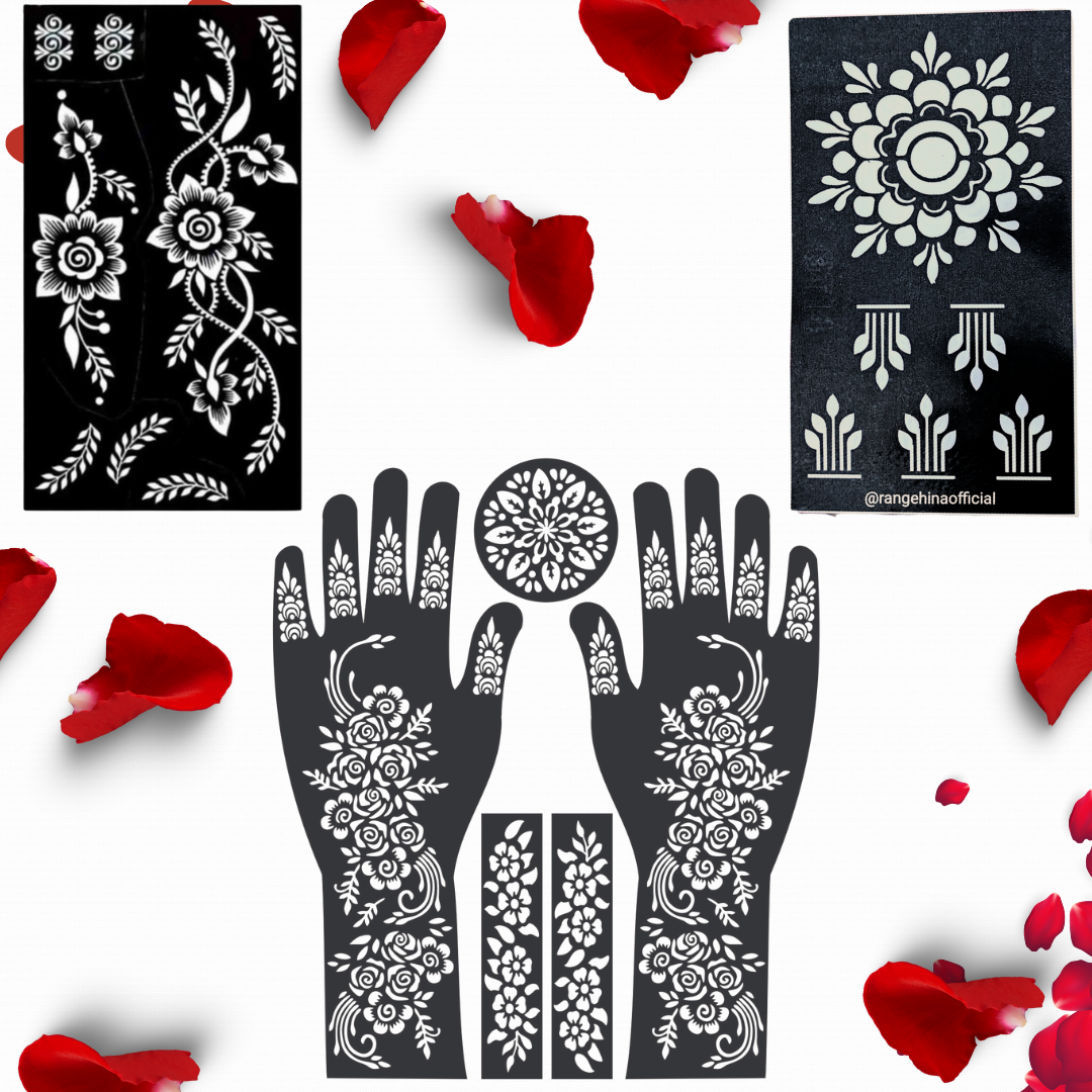 Henna Stencil - Random Arabic Designs - Pack of 3