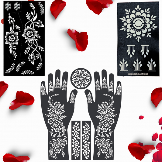 Henna Stencil - Random Arabic Designs - Pack of 3