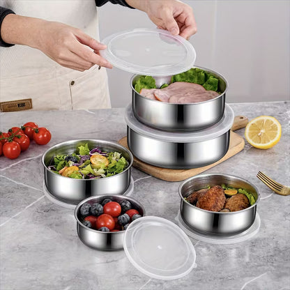 5pcs  Stainless Food Storage Containers with Flip-Top Lids