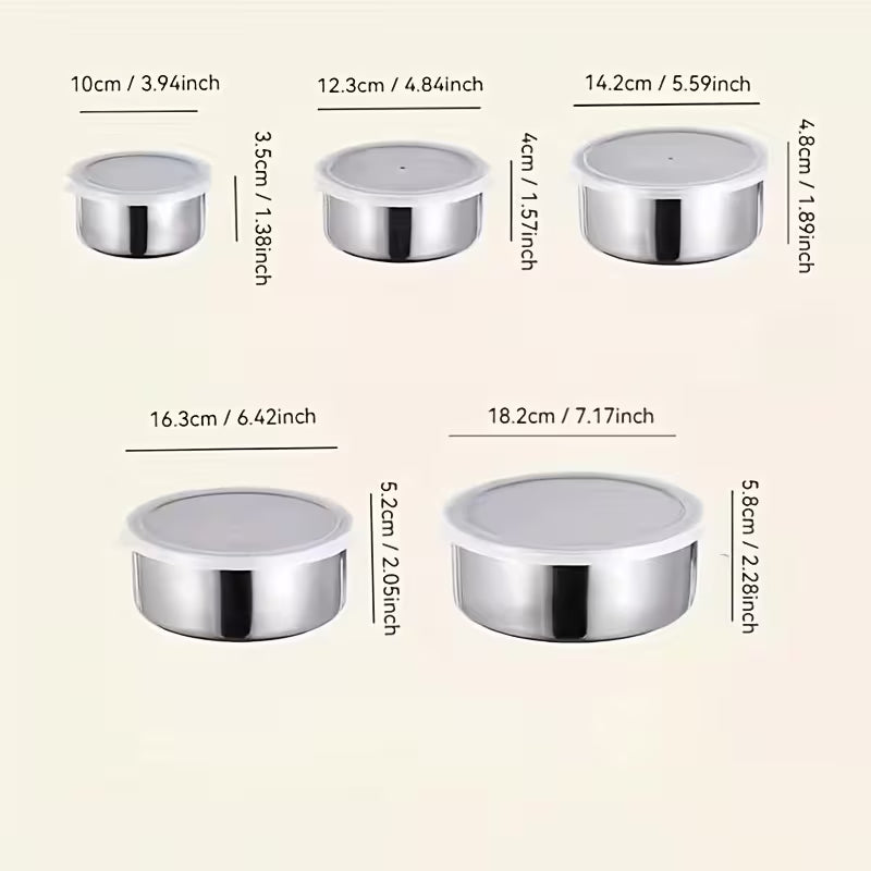 5pcs  Stainless Food Storage Containers with Flip-Top Lids