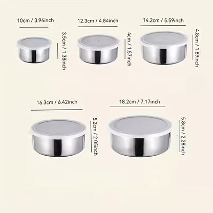 5pcs  Stainless Food Storage Containers with Flip-Top Lids