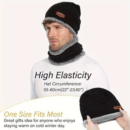 2pcs Men's Winter Warm Knitted Hat and Neck Gaiter Set