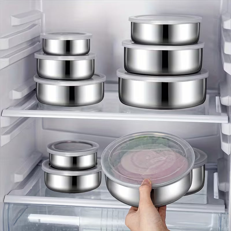 5pcs  Stainless Food Storage Containers with Flip-Top Lids