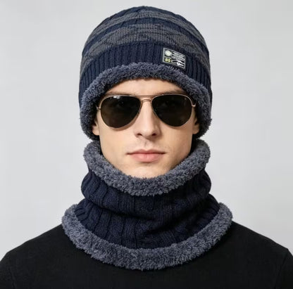 2pcs Men's Winter Warm Knitted Hat and Neck Gaiter Set