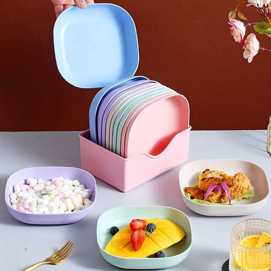 10Pcs Plastic Plates with Stand