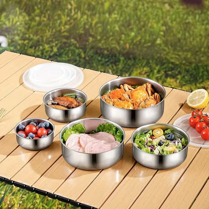 5pcs  Stainless Food Storage Containers with Flip-Top Lids