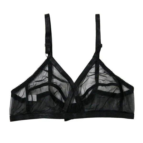 Pack of Non-Padded & Non-Wired Full Net Transparent Cotton Bras