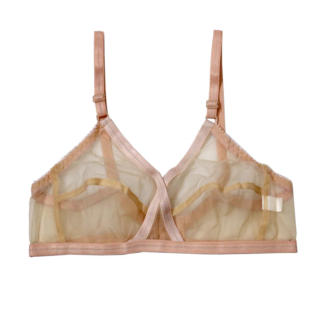 Pack of Non-Padded & Non-Wired Full Net Transparent Cotton Bras