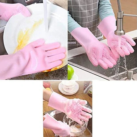 2-in-1 Smart Kitchen Saver Pack – Silicone Splash Guard & Scrubbing Dishwashing Gloves