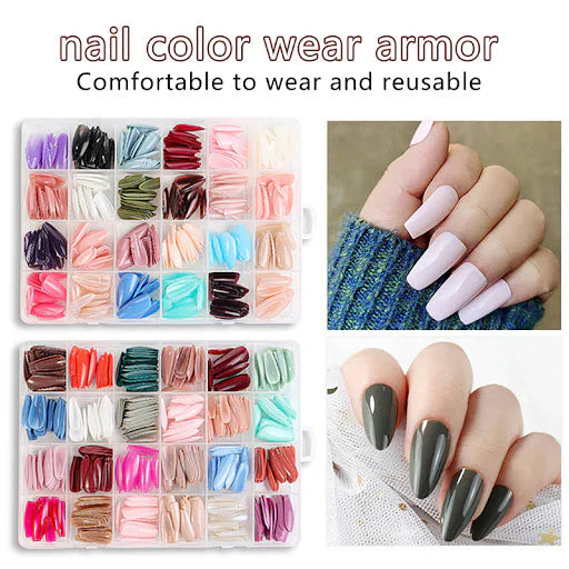 576pcs a Box Set of 24 Colors Almond-Shaped Fake Nails